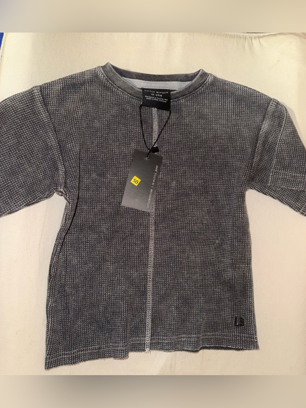 Little Bipsy Charcoal Grey Waffle Knit Tee